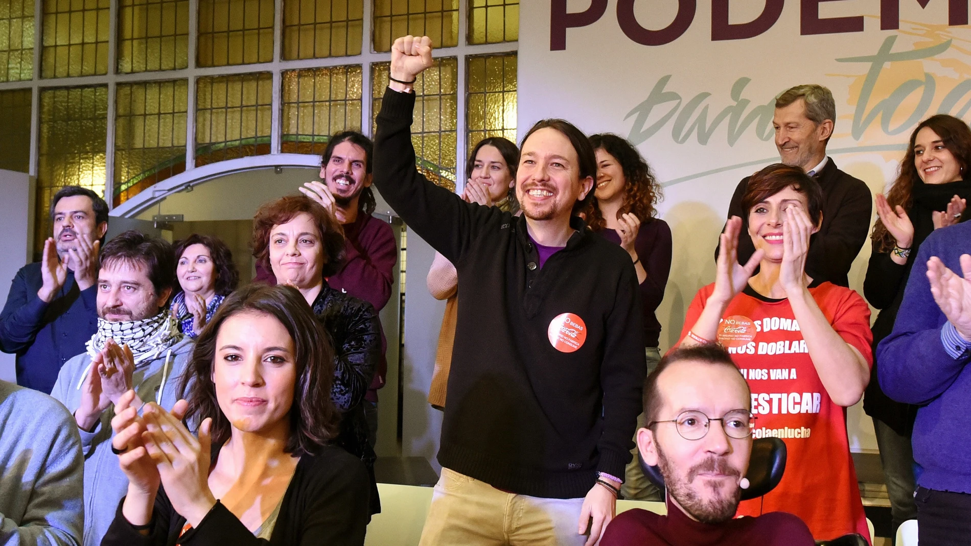 Pablo Iglesias durante su primer mitin de campaña 'Podemos para todas' Pablo Iglesias durante su primer mitin de campaña 'Podemos para todas'