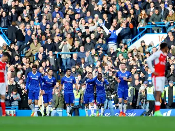 Hazard celebra su gol ante el Arsenal Hazard celebra su gol ante el Arsenal