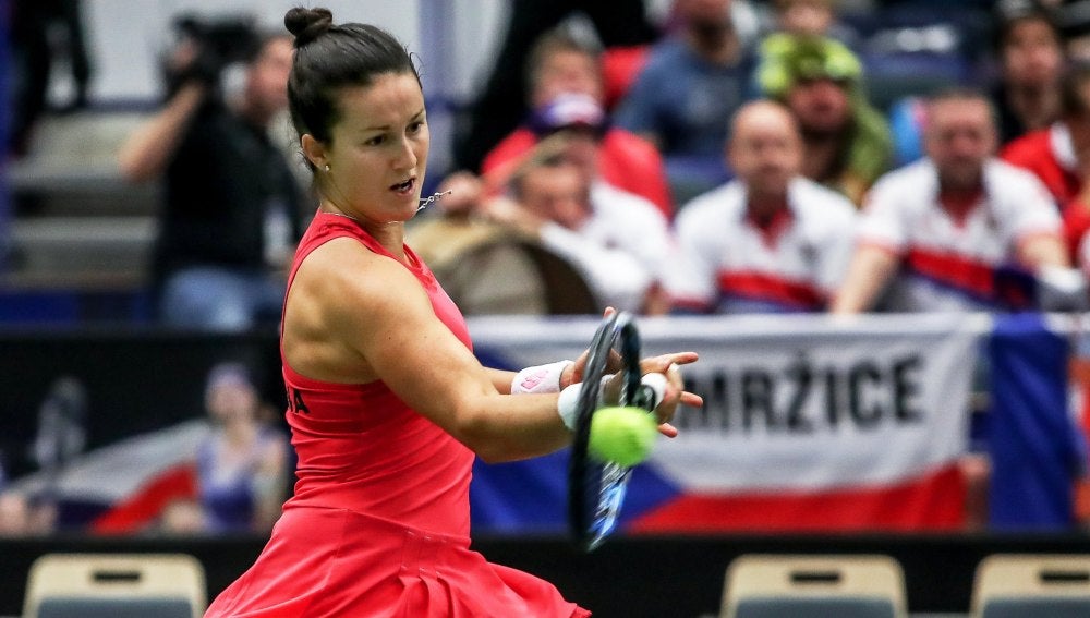 Lara Arruabarrena, durante su partido