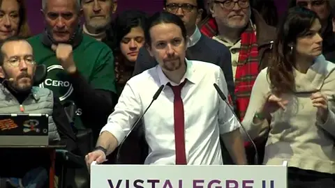 Pablo Iglesias durante su discurso Pablo Iglesias durante su discurso en Vistalegre II