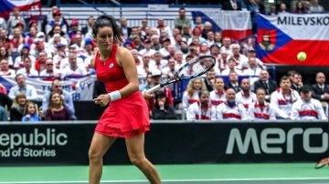 Lara Arruabarrena, durante su partido