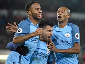 Los jugadores del City celebrando uno de los goles Los jugadores del City celebrando uno de los goles