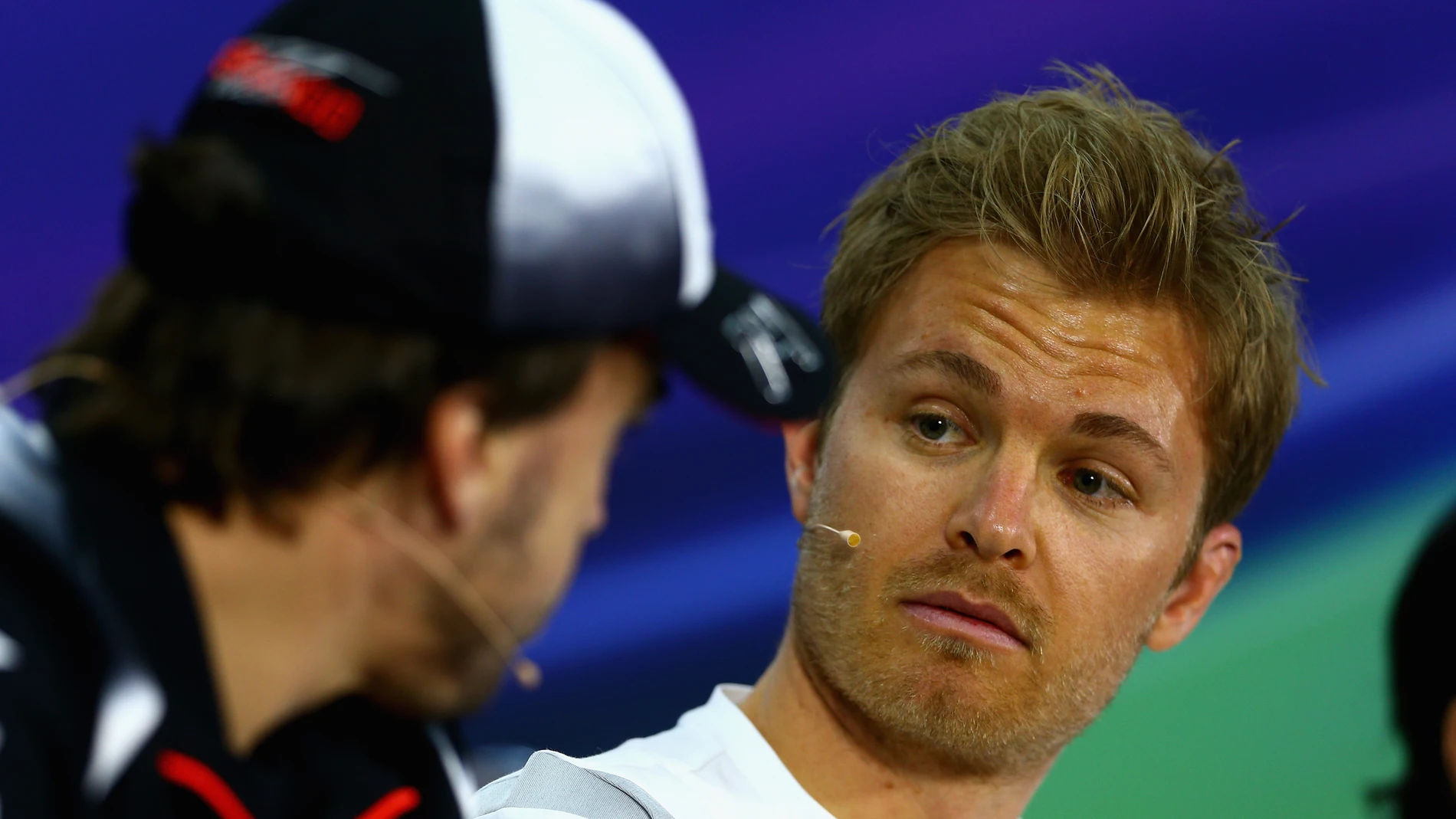 Rosberg y Alonso, en una rueda de prensa