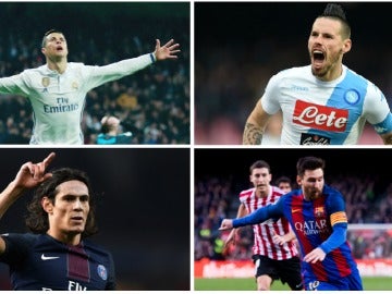 Ronaldo, Hamsik, Cavani y Messi