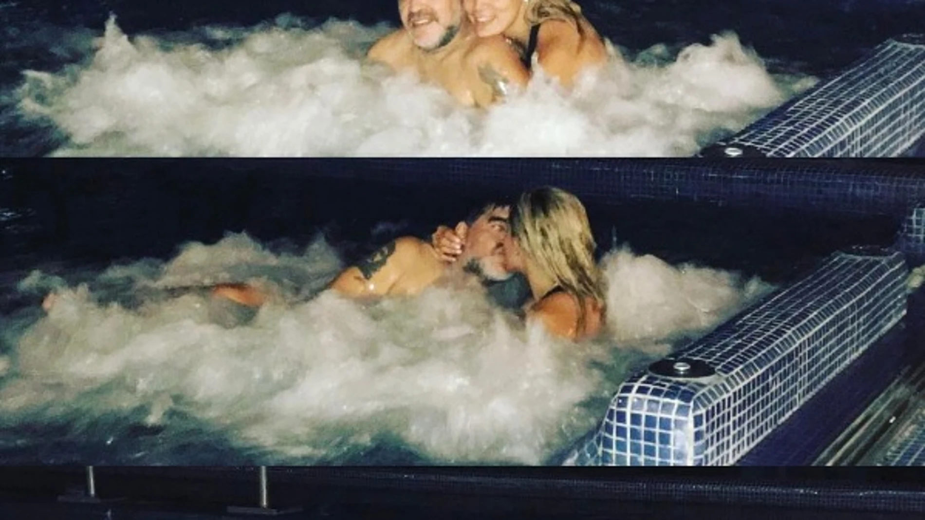 Maradona y su novia en un spa antes del Nápoles - Madrid