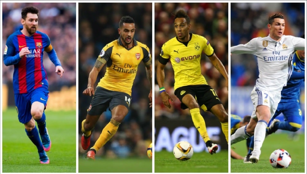 Leo Messi, Walcott, Aubameyang y Cristiano Ronaldo
