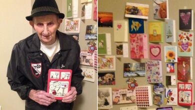 Cientos de extraños hacen sonreír a un anciano con demencia enviándole tiernas tarjetas de San Valentín