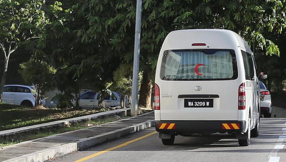 Fotografía de una camioneta que transporta el cuerpo de Kim Jong-nam