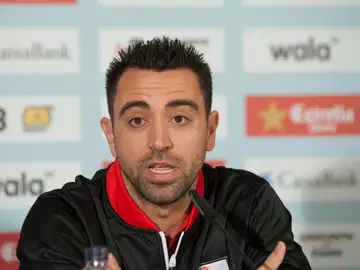 Xavi en una rueda de prensa Xavi en una rueda de prensa