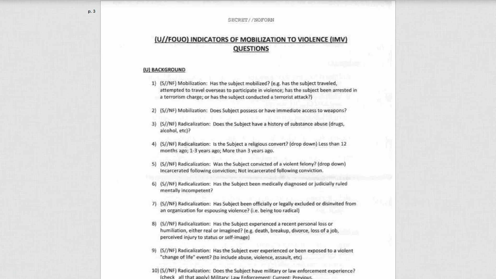 Preguntas del FBI Preguntas del FBI