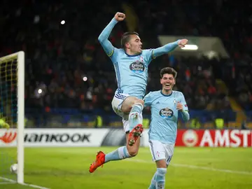 Aspas celebra el gol marcado con el Celta Aspas celebra el gol marcado con el Celta