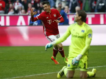 Lewandowski celebra un gol Lewandowski celebra un gol