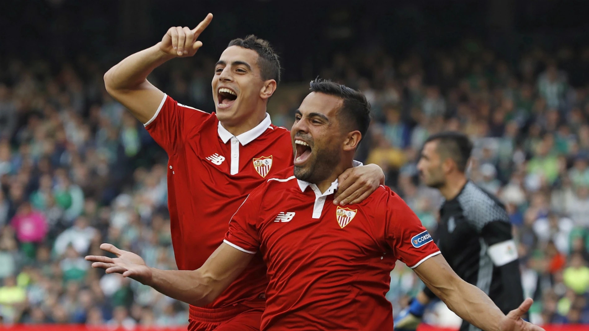 El Sevilla celebra un gol ante el Betis El Sevilla celebra un gol ante el Betis