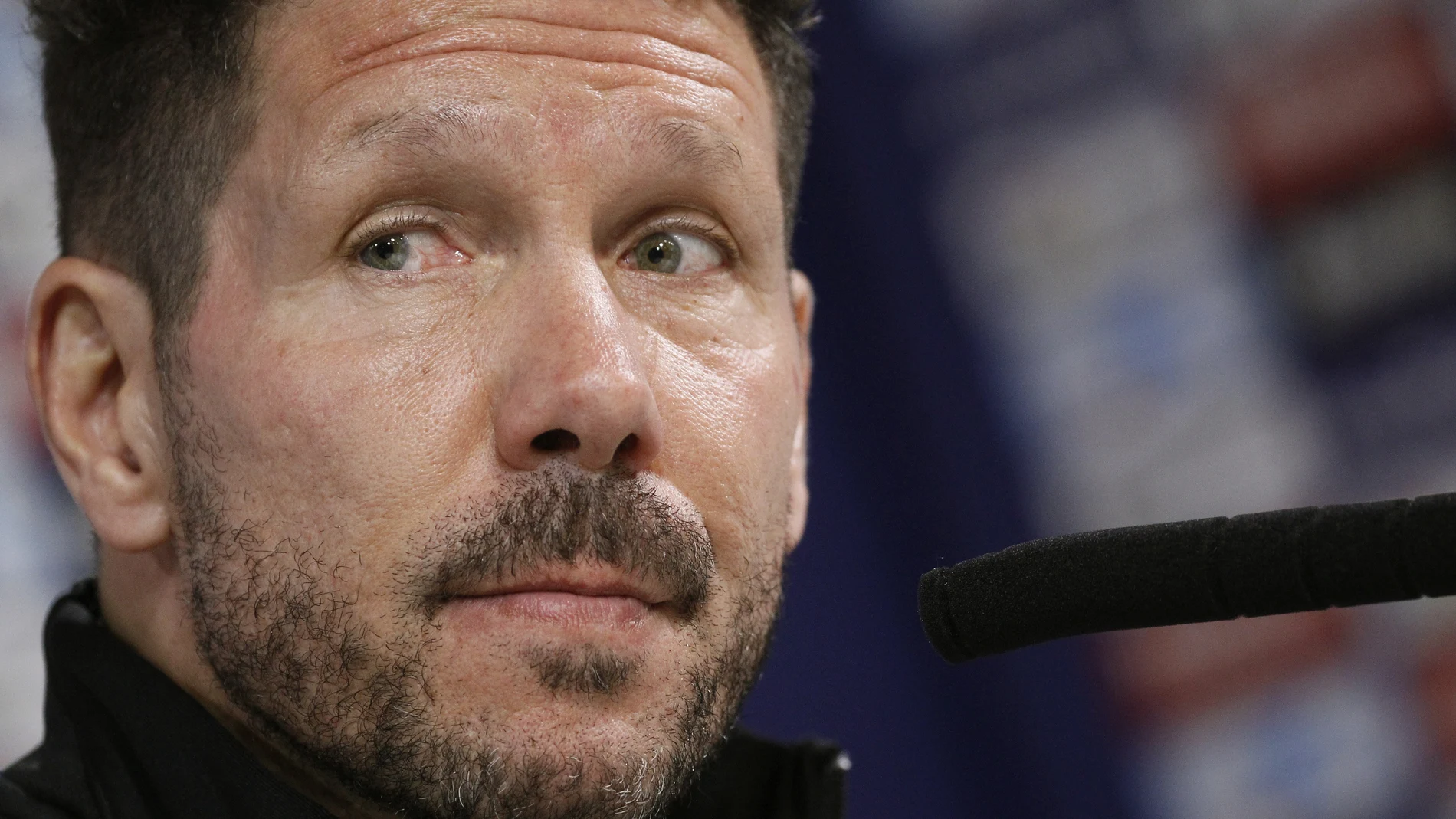 Simeone, durante la rueda de prensa Simeone, durante la rueda de prensa