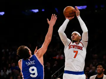 Carmelo Anthony, con la canasta ganadora sobre los Sixers Carmelo Anthony, con la canasta ganadora sobre los Sixers