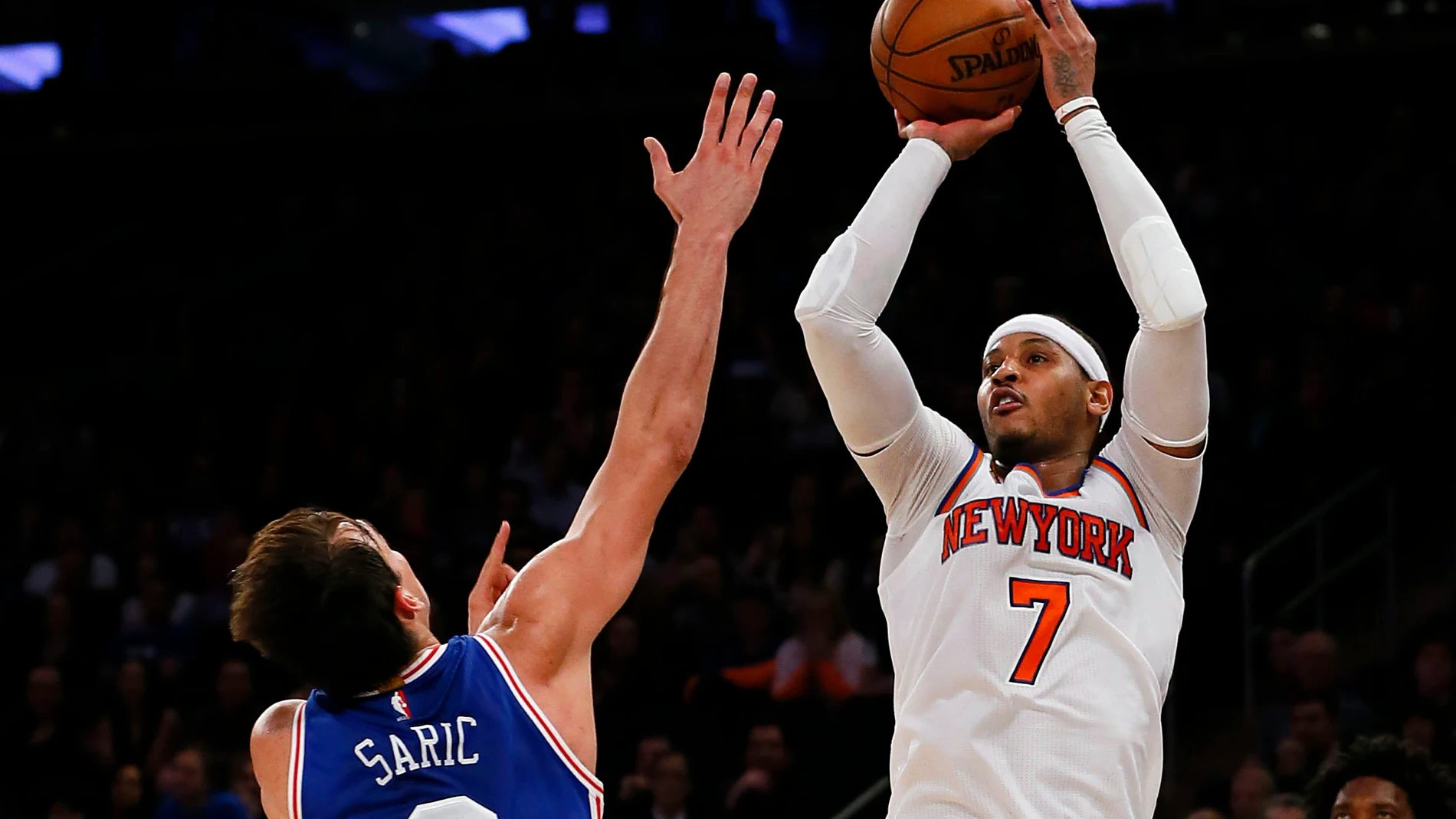 Carmelo Anthony, con la canasta ganadora sobre los Sixers Carmelo Anthony, con la canasta ganadora sobre los Sixers