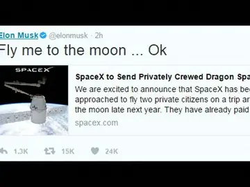 Frame 2.098961 de: SpaceX anuncia que hará el primer viaje espacial con dos turistas a finales de 2018 Frame 2.098961 de: SpaceX anuncia que hará el primer viaje espacial con dos turistas a finales de 2018