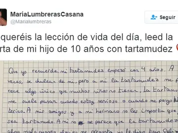 La carta viral publicada por María Lumbreras La carta viral publicada por María Lumbreras