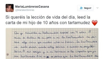 La carta viral publicada por María Lumbreras