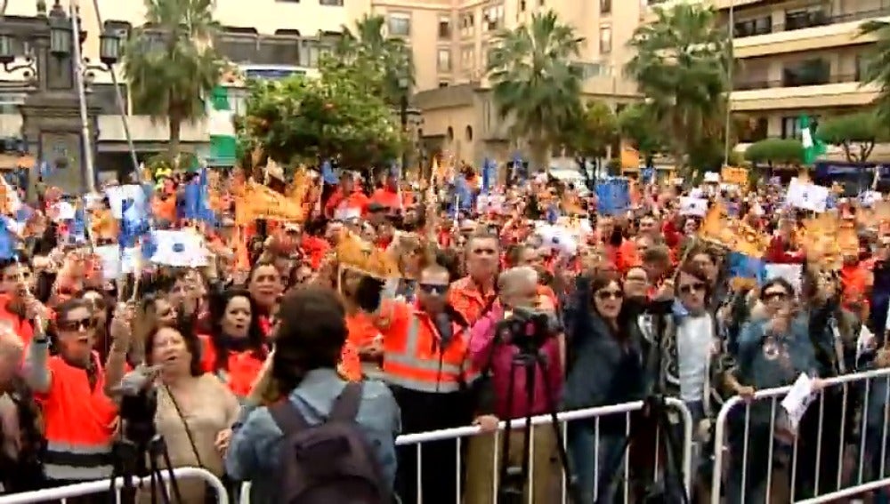 Manifestación en Algeciras en apoyo a los estibadores