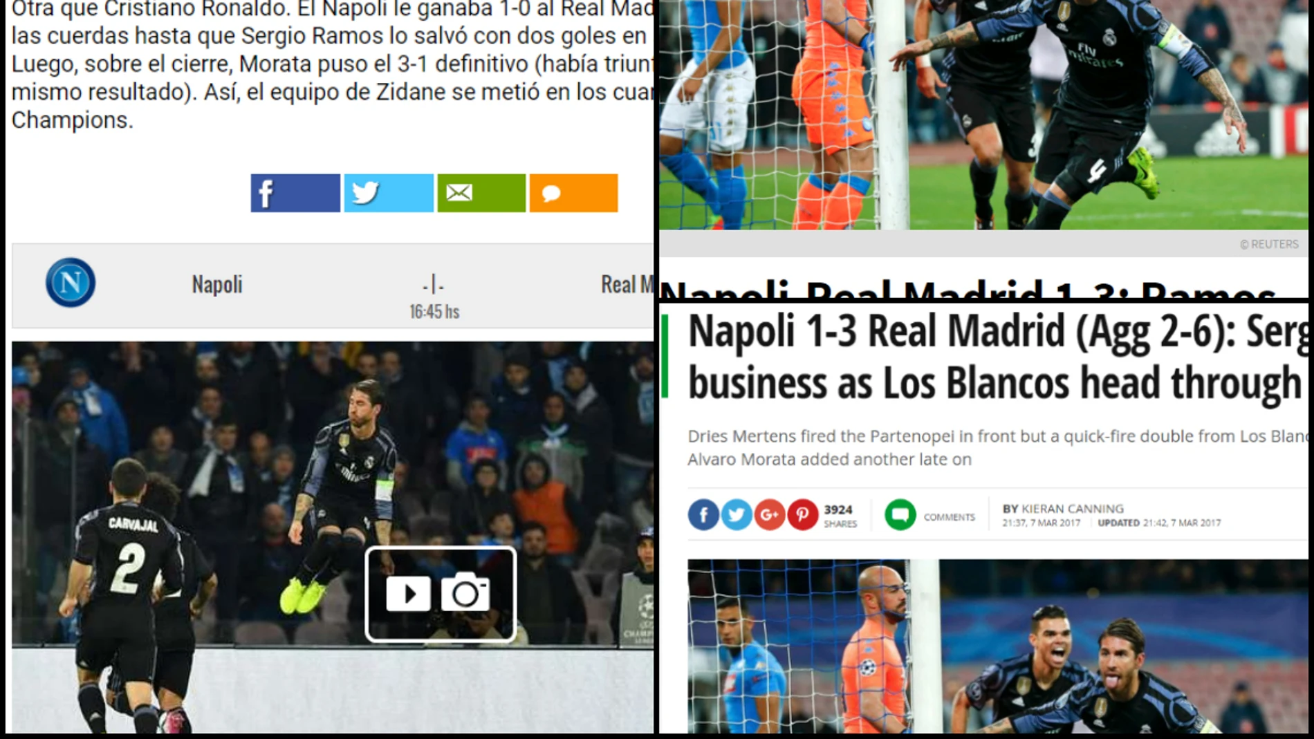 Las portadas de los principales medios tras la victoria del Madrid en Nápoles