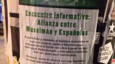 Aparecen carteles en el barrio barcelonés del Raval animando a los musulmanes a casarse con españolas y convertirlas al Islam