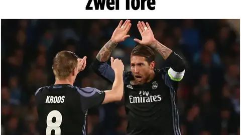 La portada de 'Bild', con Kroos de protagonista junto a Ramos La portada de 'Bild', con Kroos de protagonista junto a Ramos