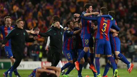 Los jugadores del Barcelona eufóricos tras la remontada al PSG Los jugadores del Barcelona eufóricos tras la remontada al PSG