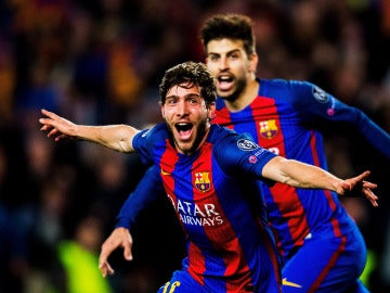 Sergi Roberto celebra su histórico gol ante el PSG