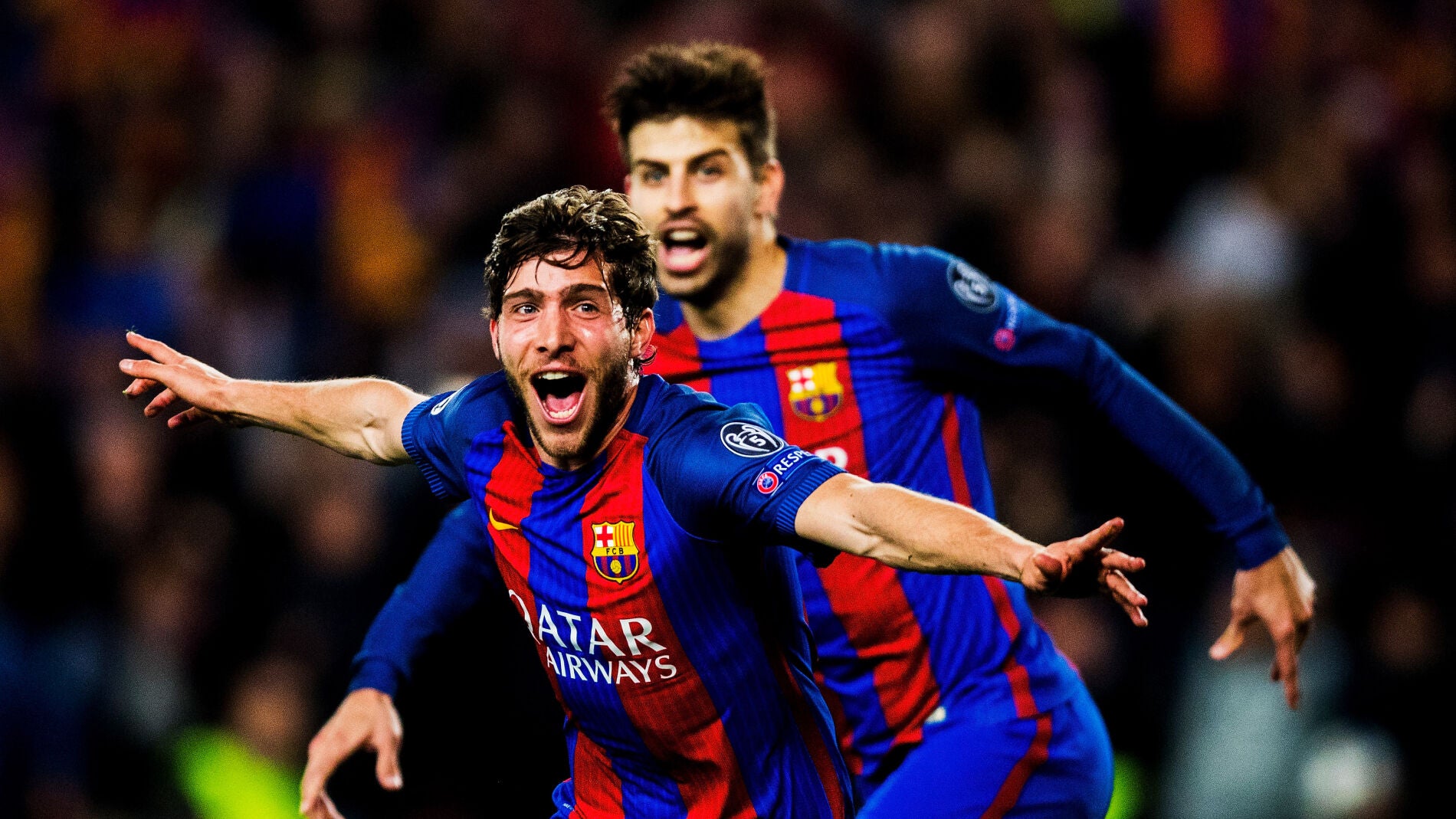 Sergi Roberto celebra su hist&oacute;rico gol ante el PSG