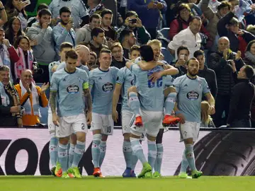 Los jugadores del Celta celebran un gol ante el Krasnodar en Balaídos Los jugadores del Celta celebran un gol ante el Krasnodar en Balaídos