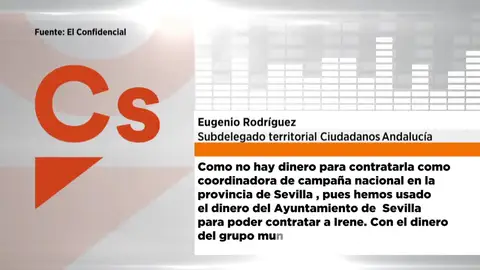 Frame 23.557333 de: Un dirigente de Ciudadanos en Andalucía relata cómo contratar a una asesora con fondos del grupo municipal Frame 23.557333 de: Un dirigente de Ciudadanos en Andalucía relata cómo contratar a una asesora con fondos del grupo municipal