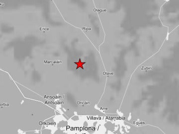 Epicentro del terremoto en Navarra