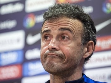 Luis Enrique, durante la rueda de prensa