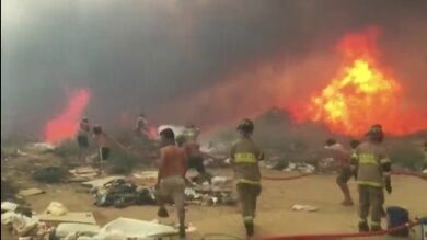 Chile declara la alerta roja por un incendio que ya ha consumido 250 hectáreas de pastizal y matorrales