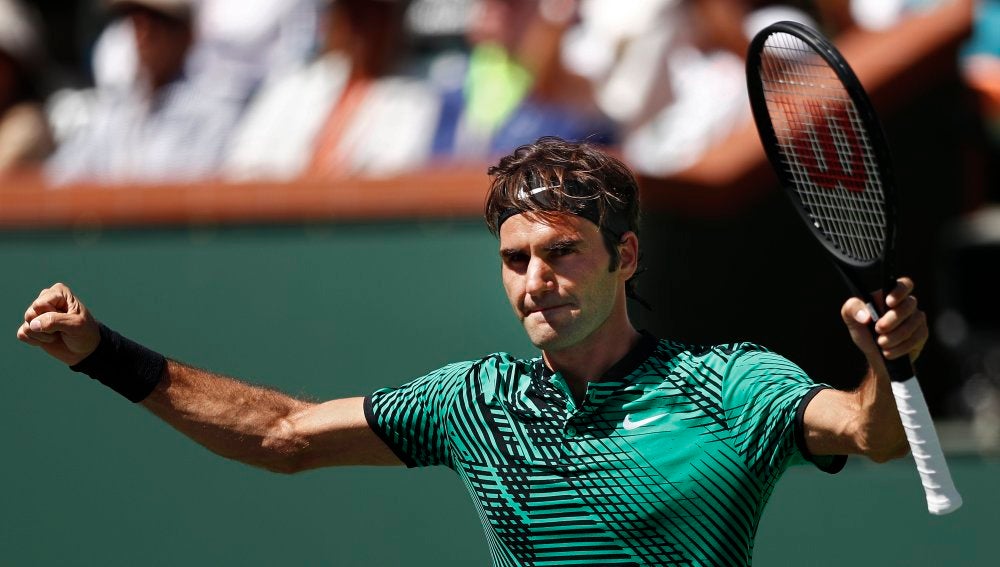 Roger Federer celebrando un punto