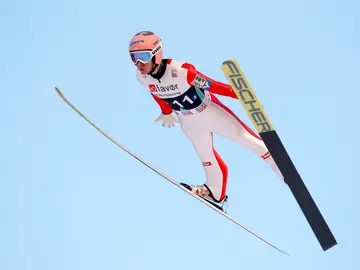Stefan Kraft, durante su salto récord en Noruega Stefan Kraft, durante su salto récord en Noruega