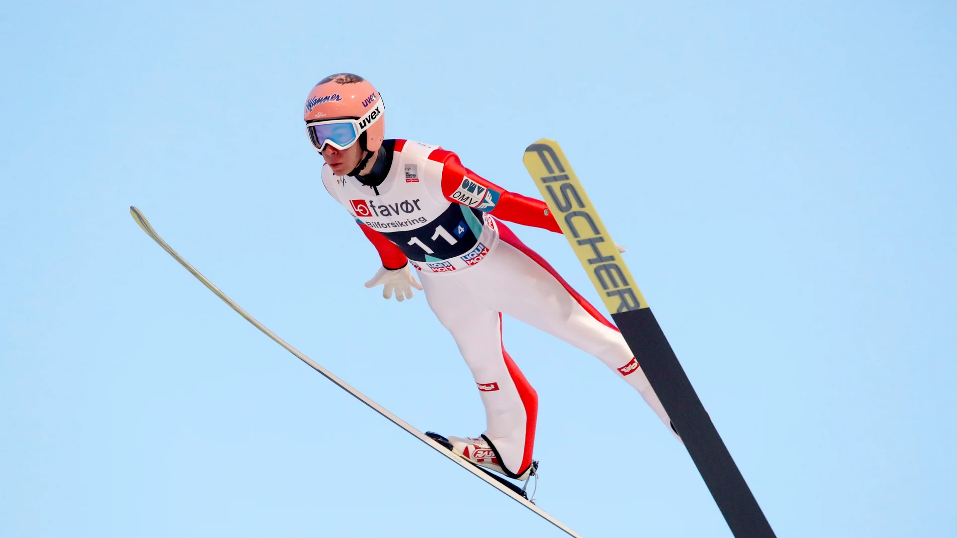 Stefan Kraft, durante su salto récord en Noruega Stefan Kraft, durante su salto récord en Noruega