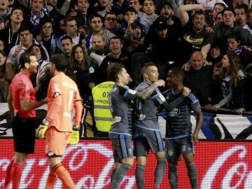 Aspas celebra un gol ante el Deportivo