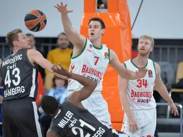 Los jugadores del Baskonia y del Brose Bamberg en acción Los jugadores del Baskonia y del Brose Bamberg en acción