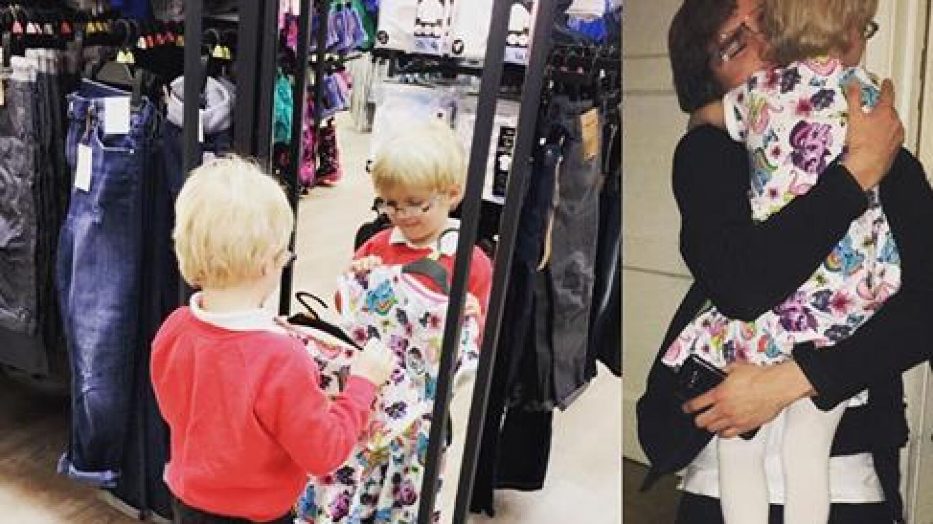 El ni&ntilde;o prob&aacute;ndose su vestido