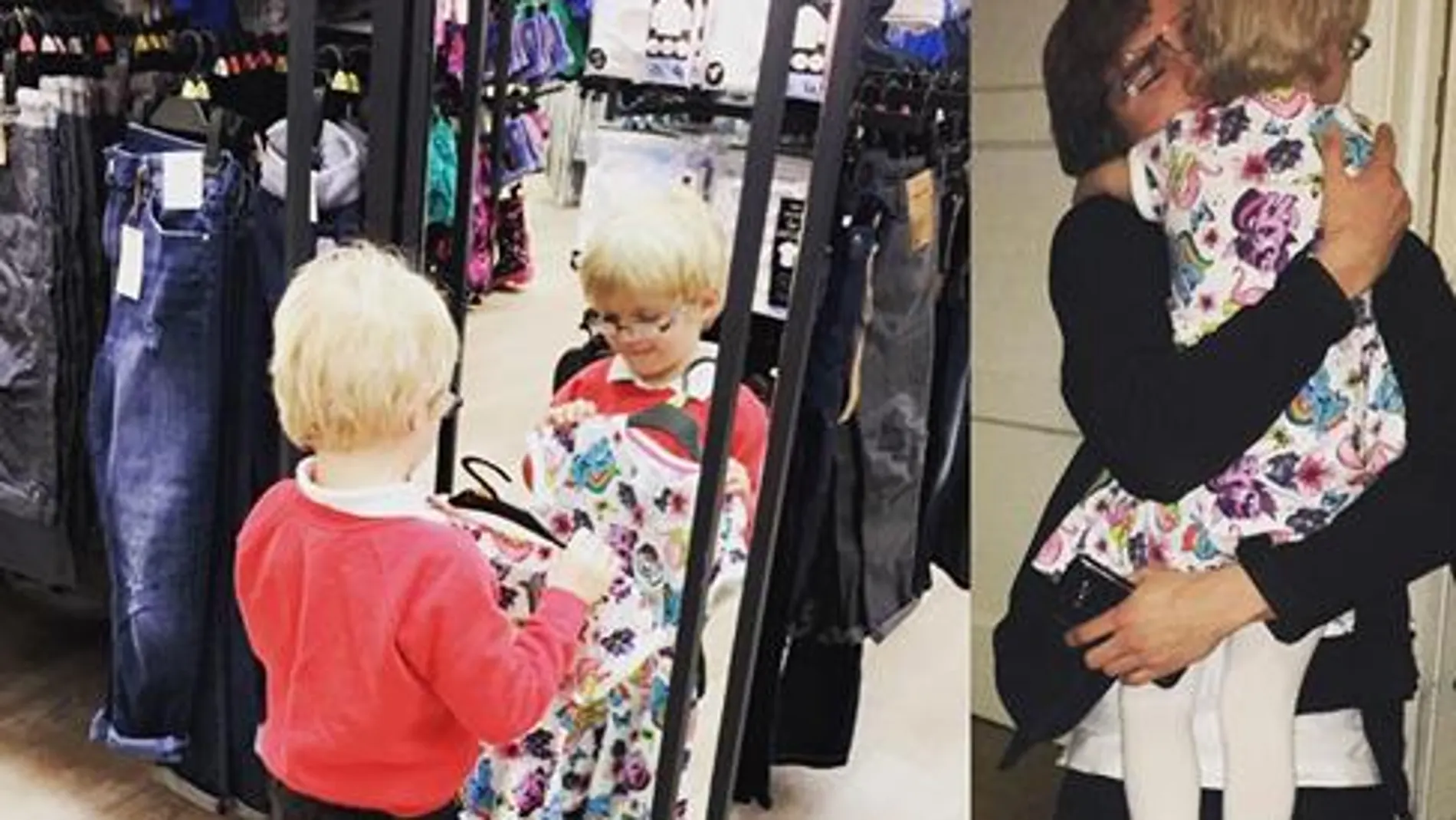 El niño probándose su vestido El niño probándose su vestido