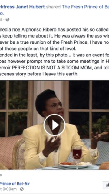 Captura de pantalla del mensaje de Janet Hubert en su cuenta de Facebook