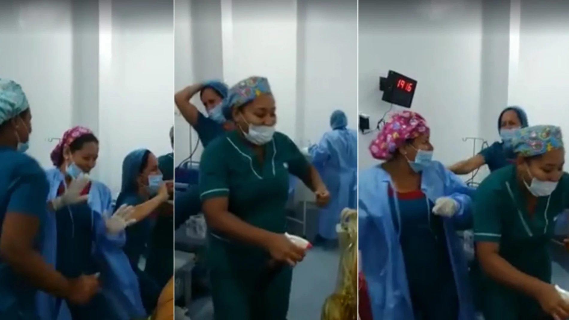 Varios momentos del baile de las enfermeras en pleno quirófano Varios momentos del baile de las enfermeras en pleno quirófano