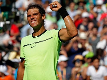 Rafa Nadal celebra su victoria en el Open de Miami