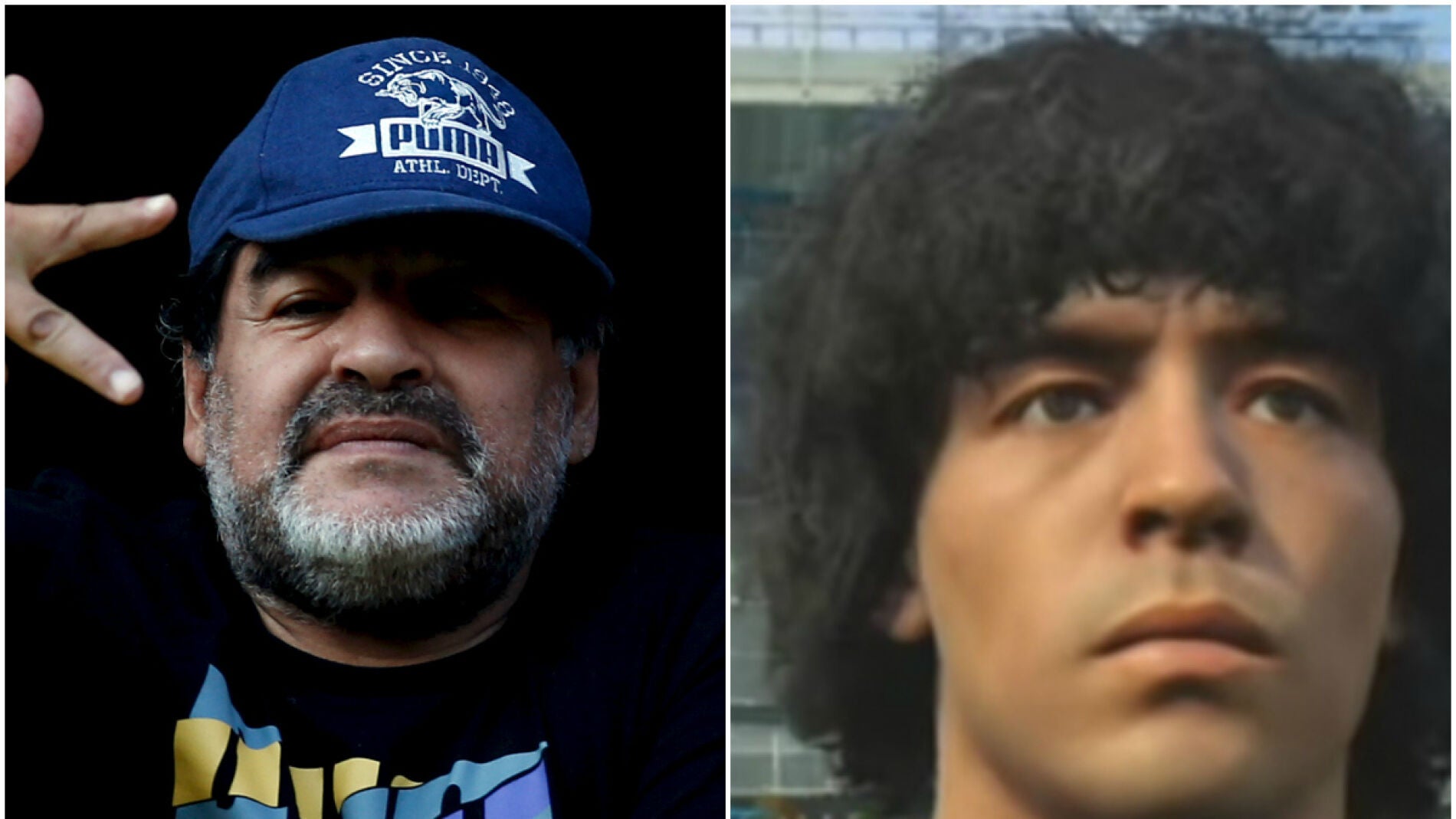 Maradona, junto a su caracterizaci&oacute;n en el PES 2017