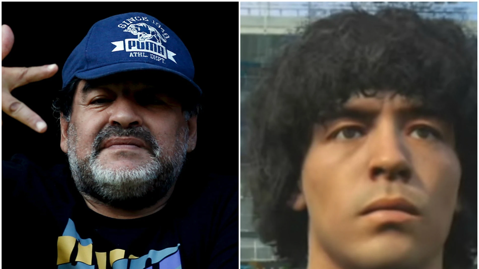 Maradona, junto a su caracterización en el PES 2017 Maradona, junto a su caracterización en el PES 2017
