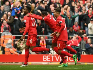 Origi celebra un gol con el Liverpool Origi celebra un gol con el Liverpool