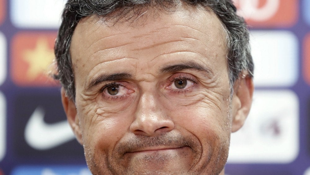 Luis Enrique, durante la rueda de prensa