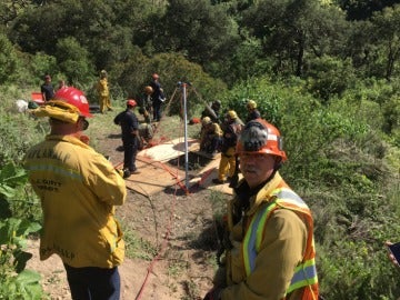 Rescate del perro que cayó a un pozo en Los Ángeles